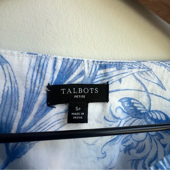 Talbots Tie Front Top Ocean Flora Toile Victorian Tapestry Whimsical Fairy PS - Picture 4 of 10